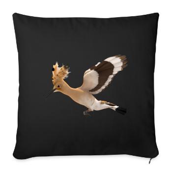 Hoopoe Bird Illustration - Sofa pillowcase 17,3'' x 17,3'' (45 x 45 cm) - black - Front