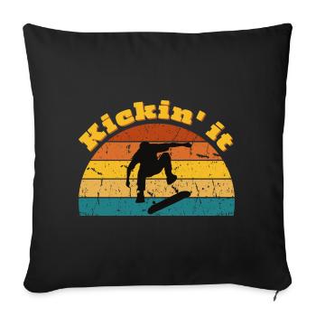 Skateboard Skateboarding Retro Sunset - Sofa pillowcase 17,3'' x 17,3'' (45 x 45 cm) - black - Front
