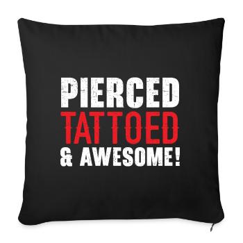 Tatouage percé et tatouage corné - Housse de coussin décorative 45 x 45 cm - noir - Devant