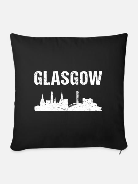 Glasgow Skyline - Sofakissenbezug 45 x 45 cm - Schwarz