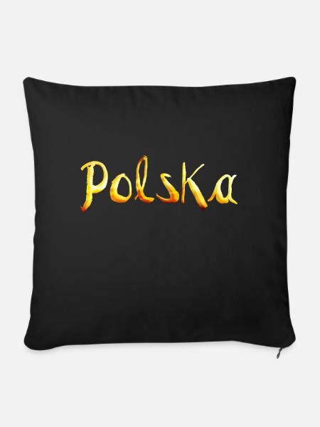 Polska, Polen - Sofakissenbezug 45 x 45 cm - Schwarz