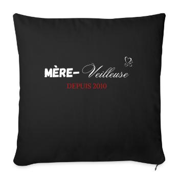 Mère veilleuse depuis 2010 - Housse de coussin décorative 45 x 45 cm - noir - Devant
