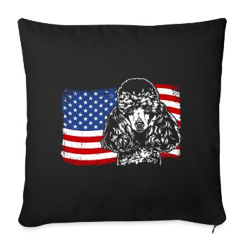 Miniature Poodle America Flag Dogs Wilsigns - Sofa pillowcase 17,3'' x 17,3'' (45 x 45 cm) - black - Front