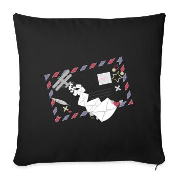 Airmail Frame with Letters & Mail Airplane Icon - Sofa pillowcase 17,3'' x 17,3'' (45 x 45 cm) - black - Front