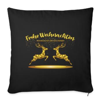 Weihnachtsmotiv mit Rentier - Sofakissenbezug 45 x 45 cm - Schwarz - Vorne