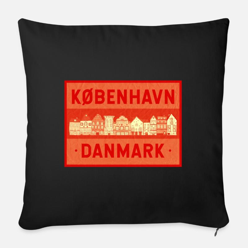 Kopenhagen - Dänemark - Sofakissenbezug 45 x 45 cm - Schwarz