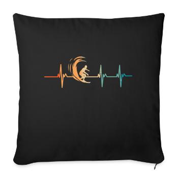 Battement de cœur surf - Housse de coussin décorative 45 x 45 cm - noir - Devant