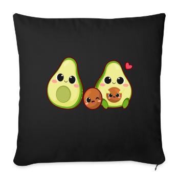 Kawaii Valentine Avocado - Avocado design - Sofa pillowcase 17,3'' x 17,3'' (45 x 45 cm) - black - Front
