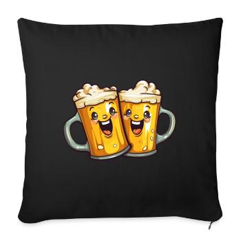 Chopes à bière drôles Rire Bière Boire de l’alcool Humour - Housse de coussin décorative 45 x 45 cm - noir - Devant