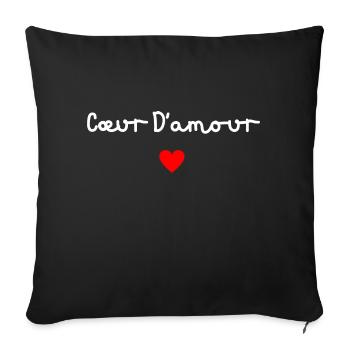 Cœur d’amour - Housse de coussin décorative 45 x 45 cm - noir - Devant