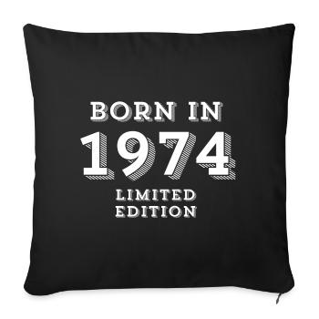 1974, année 1974, année de naissance - Housse de coussin décorative 45 x 45 cm - noir - Devant