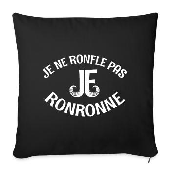 Je ne ronfle pas je ronronne humour papa ronfleur - Housse de coussin décorative 45 x 45 cm - noir - Devant