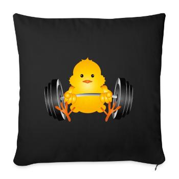 Bodybuilder chick with dumbbell during workout - Sofa pillowcase 17,3'' x 17,3'' (45 x 45 cm) - black - Front