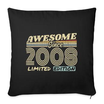 Vintage 2008 Retro - 2008 Birthday Gift - Sofa pillowcase 17,3'' x 17,3'' (45 x 45 cm) - black - Front