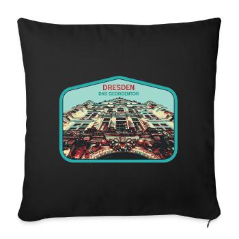 Illustration: Georgentor, Dresden - Sofa pillowcase 17,3'' x 17,3'' (45 x 45 cm) - black - Front