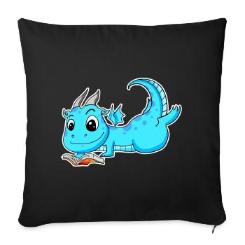 Drache Buch Lesen - Sofakissenbezug 45 x 45 cm - Schwarz - Vorne