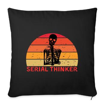 Penseur en série squelette Penser Rétro coucher de soleil - Housse de coussin décorative 45 x 45 cm - noir - Devant