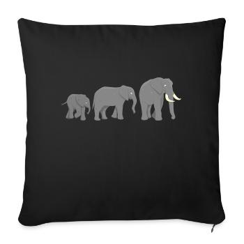 African Elephants - Sofa pillowcase 17,3'' x 17,3'' (45 x 45 cm) - black - Front