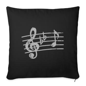 Clé de sol, partition, clé de musicien - Housse de coussin décorative 45 x 45 cm - noir - Devant
