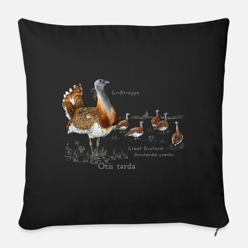 Great Bustard light - Sofa pillowcase 17,3'' x 17,3'' (45 x 45 cm) - black