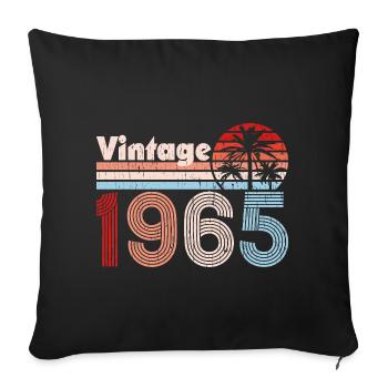 Millésime 1965 Palmiers Rétro Anniversaire - Housse de coussin décorative 45 x 45 cm - noir - Devant