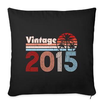 Millésime 2015 Palmiers Rétro Anniversaire - Housse de coussin décorative 45 x 45 cm - noir - Devant