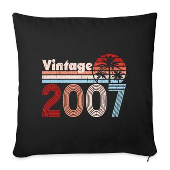 Vintage 2007 Palmen Retro Geburtstag - Sofakissenbezug 45 x 45 cm - Schwarz - Vorne