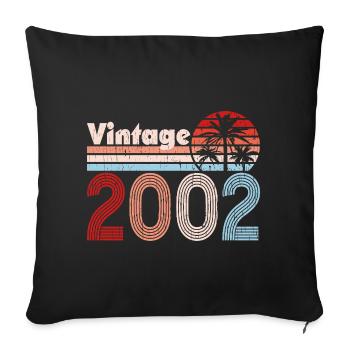 Millésime 2002 Palmiers Rétro Anniversaire - Housse de coussin décorative 45 x 45 cm - noir - Devant