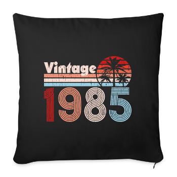 Millésime 1985 Palmiers Rétro Anniversaire - Housse de coussin décorative 45 x 45 cm - noir - Devant