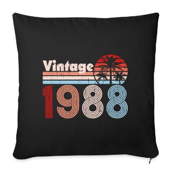 Millésime 1988 Palmiers Rétro Anniversaire - Housse de coussin décorative 45 x 45 cm - noir - Devant