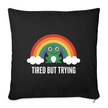 Tired but committed - Sofa pillowcase 17,3'' x 17,3'' (45 x 45 cm) - black - Front
