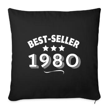 1980, year of birth, 45 years old - Sofa pillowcase 17,3'' x 17,3'' (45 x 45 cm) - black - Front