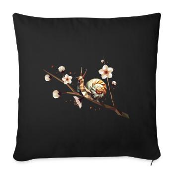 Snail on a flower branch – motif for spring - Sofa pillowcase 17,3'' x 17,3'' (45 x 45 cm) - black - Front