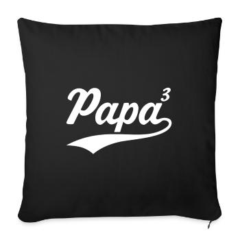 Papa à la puissance de 3 pères fiers 3 enfants père de trois enfants - Housse de coussin décorative 45 x 45 cm - noir - Devant