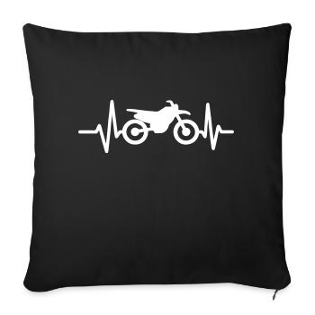 Heart Beat Motorcycle Biker Biker - Sofa pillowcase 17,3'' x 17,3'' (45 x 45 cm) - black - Front