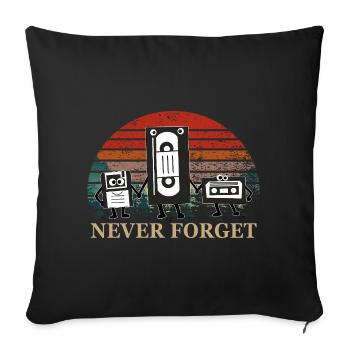 Trio de cassettes rétro avec thème Never Forget - Housse de coussin décorative 45 x 45 cm - noir - Devant