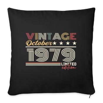 Octobre 1979 rétro anniversaire 1979 Octobre 1979  - Housse de coussin décorative 45 x 45 cm - noir - Devant