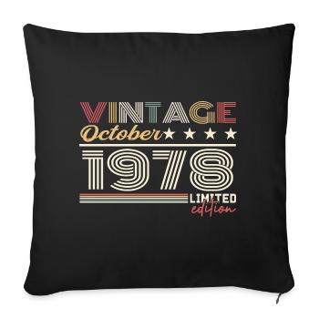 Octobre 1978 rétro anniversaire 1978 Octobre 1978  - Housse de coussin décorative 45 x 45 cm - noir - Devant