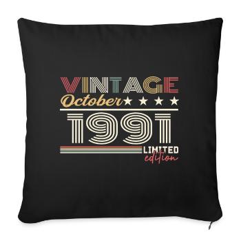 Octobre 1991 rétro anniversaire 1991 Octobre 1991  - Housse de coussin décorative 45 x 45 cm - noir - Devant