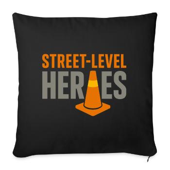 Équipe de construction routière Équipe béton bitumineux - Housse de coussin décorative 45 x 45 cm - noir - Devant