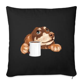 Dreaming dachshund peeking out with a cup - Sofa pillowcase 17,3'' x 17,3'' (45 x 45 cm) - black - Front