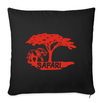 Safari et éléphant rouge - Housse de coussin décorative 45 x 45 cm - noir - Devant