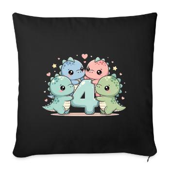 4ème anniversaire Dino dinosaure 4 ans cadeau - Housse de coussin décorative 45 x 45 cm - noir - Devant