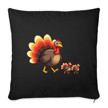 Bébé dinde de Thanksgiving - Housse de coussin décorative 45 x 45 cm - noir - Devant