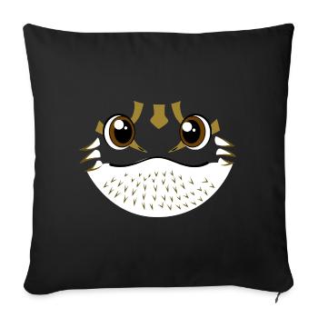 Lézard reptile de compagnie de Dragon barbu à visage de dessin animé - Housse de coussin décorative 45 x 45 cm - noir - Devant