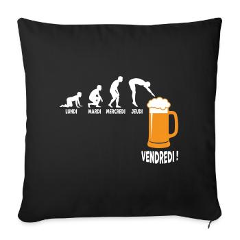 Arbeitswoche um Freitag, Bier - Sofakissenbezug 45 x 45 cm - Schwarz - Vorne