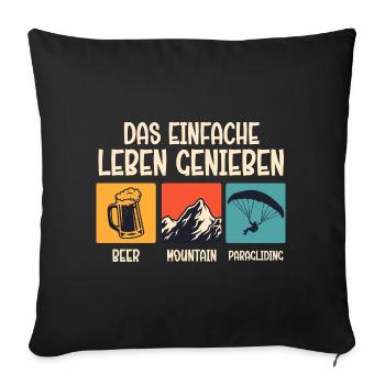 Paraglider ENJOY THE SIMPLE LIFE Funny - Sofa pillowcase 17,3'' x 17,3'' (45 x 45 cm) - black - Front