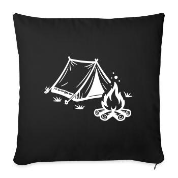 Camping sur le feu de camp sous tente - Housse de coussin décorative 45 x 45 cm - noir - Devant