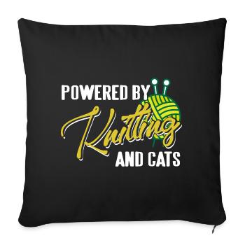 Propulsé par le tricot et la vie humoristique des chats - Housse de coussin décorative 45 x 45 cm - noir - Devant