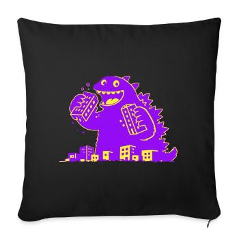 Le monstre mange la ville - Housse de coussin décorative 45 x 45 cm - noir - Devant